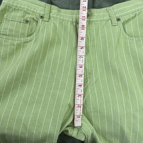 Vintage Bill Blass Capri Jeans Womens 14 Green Stripe Cropped Y2K Resortwear - Picture 6 of 8